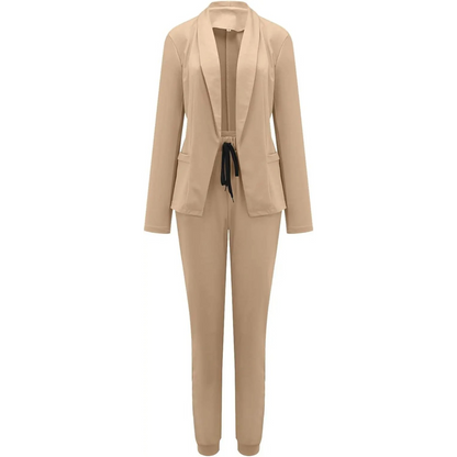 Lena | Slim-fit blazer en broek set in effen kleur