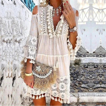 Adelaide Boho kanten mini jur