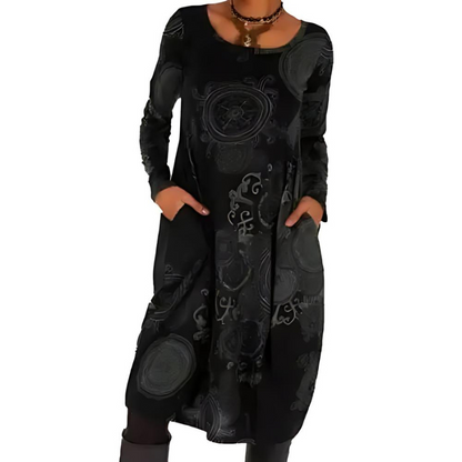 Novaris™ Elegante Boho Winterjurk met Lange Mouwen en Zakken