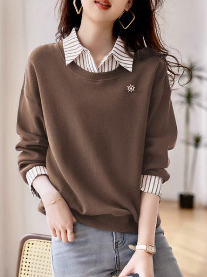 Florenda Sweatshirt | Casual Patchwork Gestreept Sweatshirt