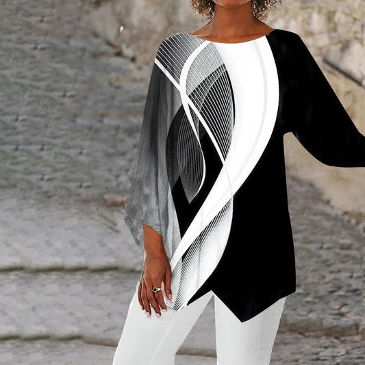Geometrische top met lange mouwen voor dames