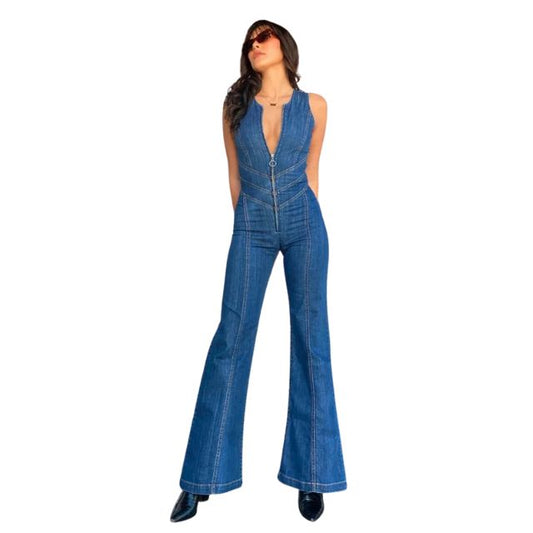 Retro denim jumpsuit met rits - Noble