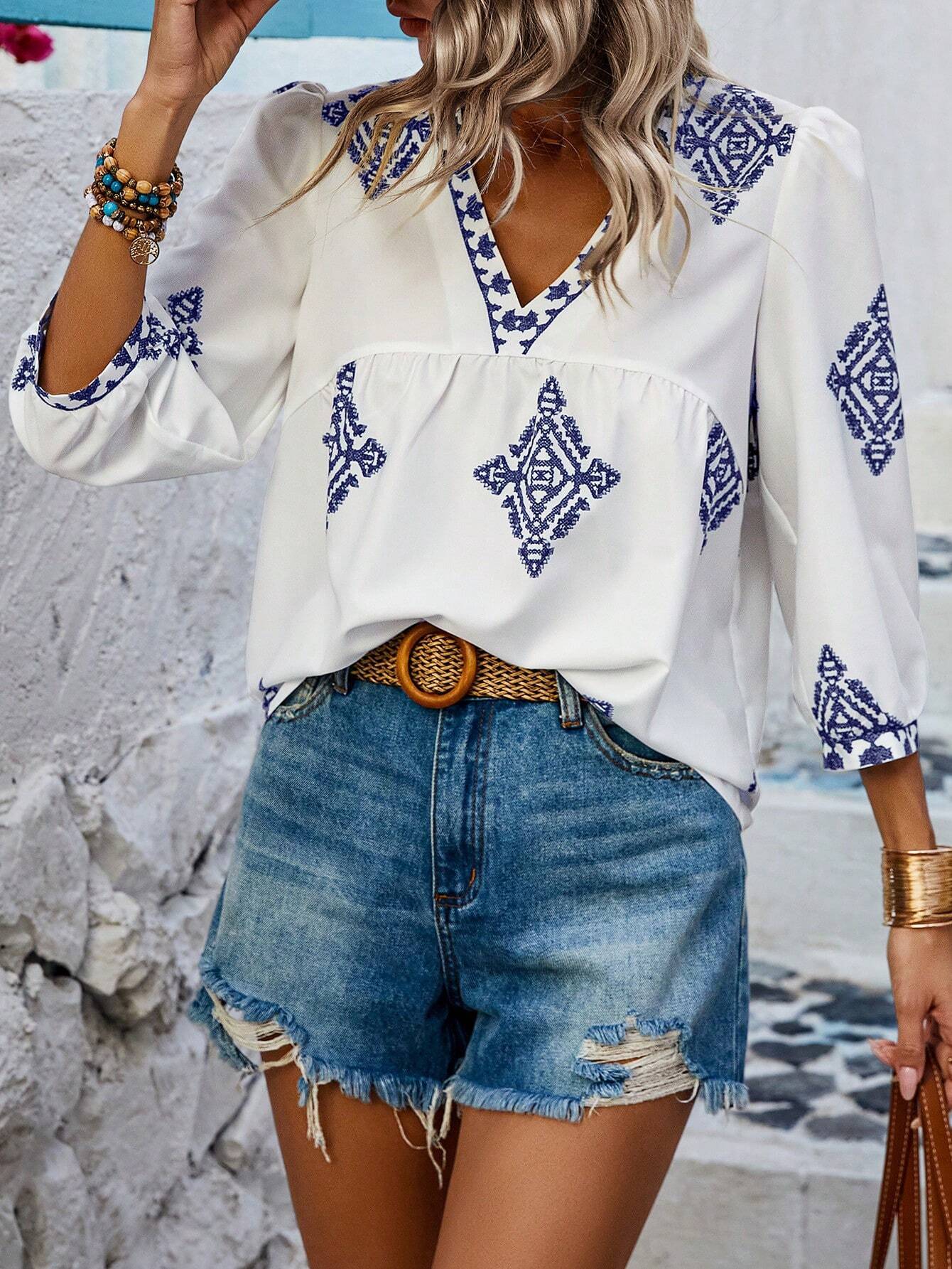 Esme Geborduurde Blouse