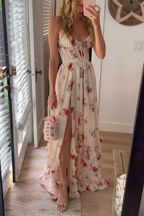 Lange jurk met bloemenmotief