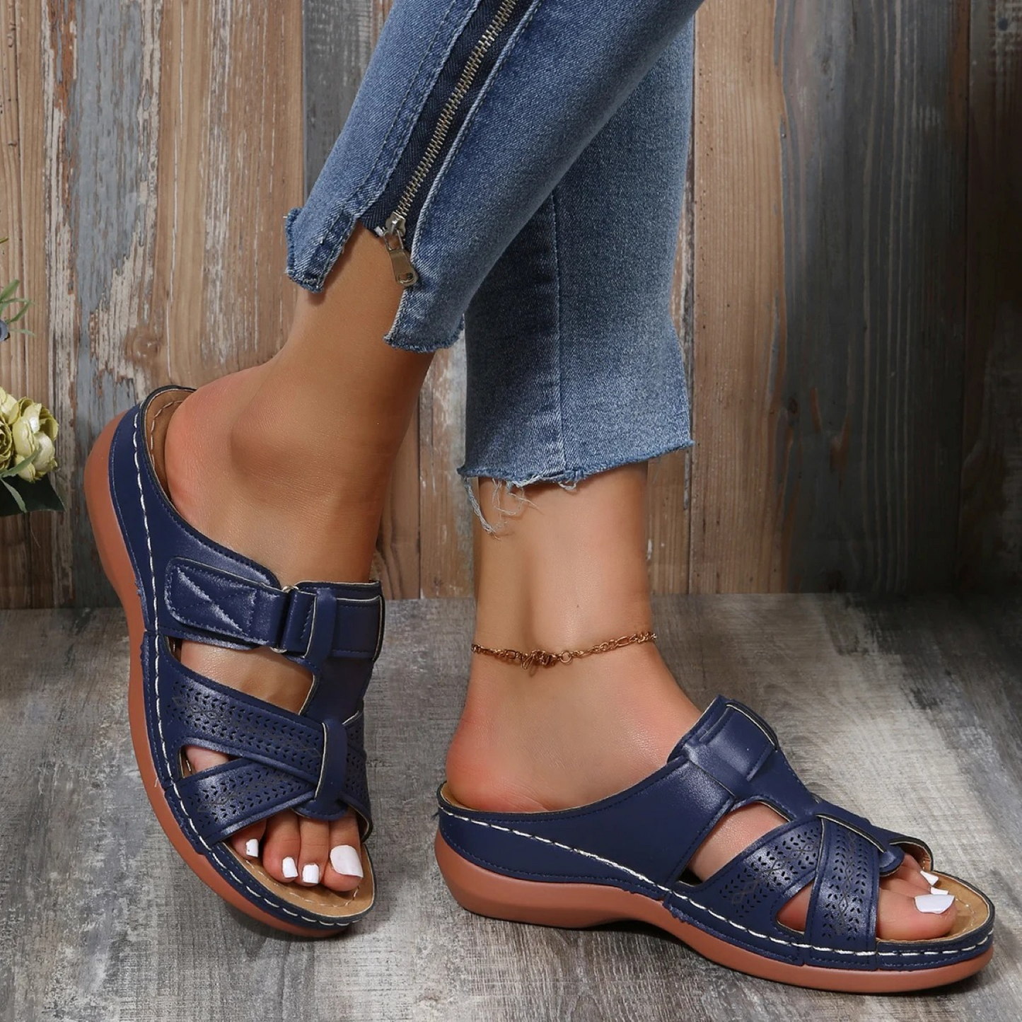 Sofie | Leren dames sandalen met open teen