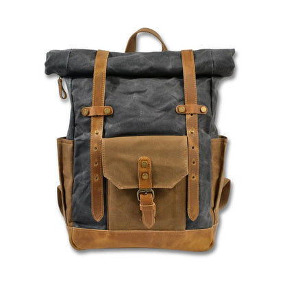 Finn | Stijlvolle Militaire Canvas Rugzak met Roltop voor Wandelen en Laptop