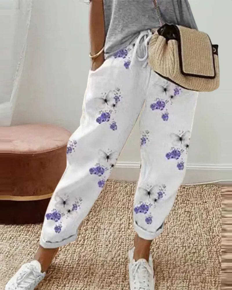 Casual linnen broek voor dames met zakken