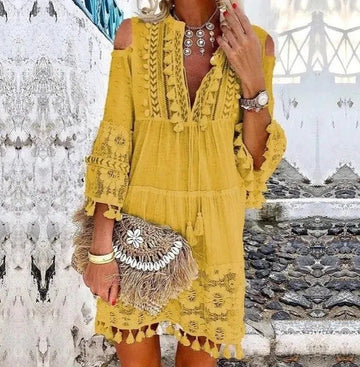 Adelaide Boho kanten mini jur