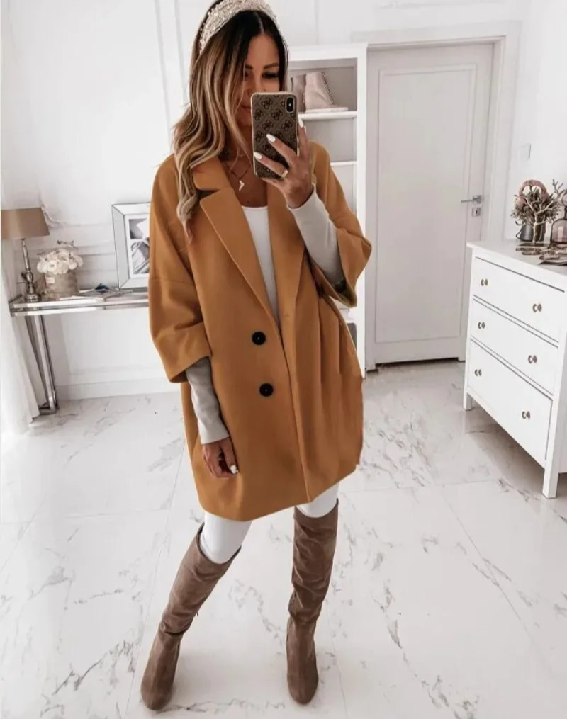 Aurore - Oversized Trench Coat met Dubbele Knoopsluiting en Casual Fit