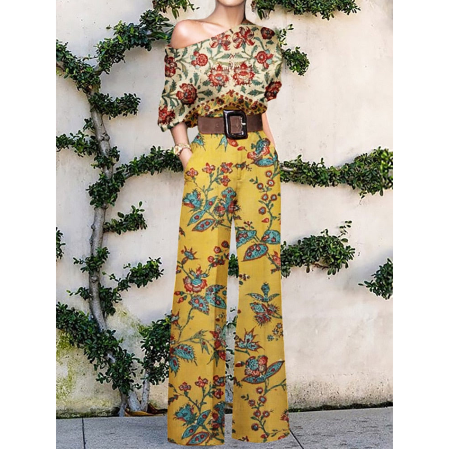 Anna | Off-shoulder jumpsuit met bloemenprint