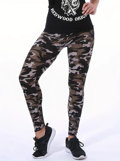 - nonchalante camouflage legging met hoge taille