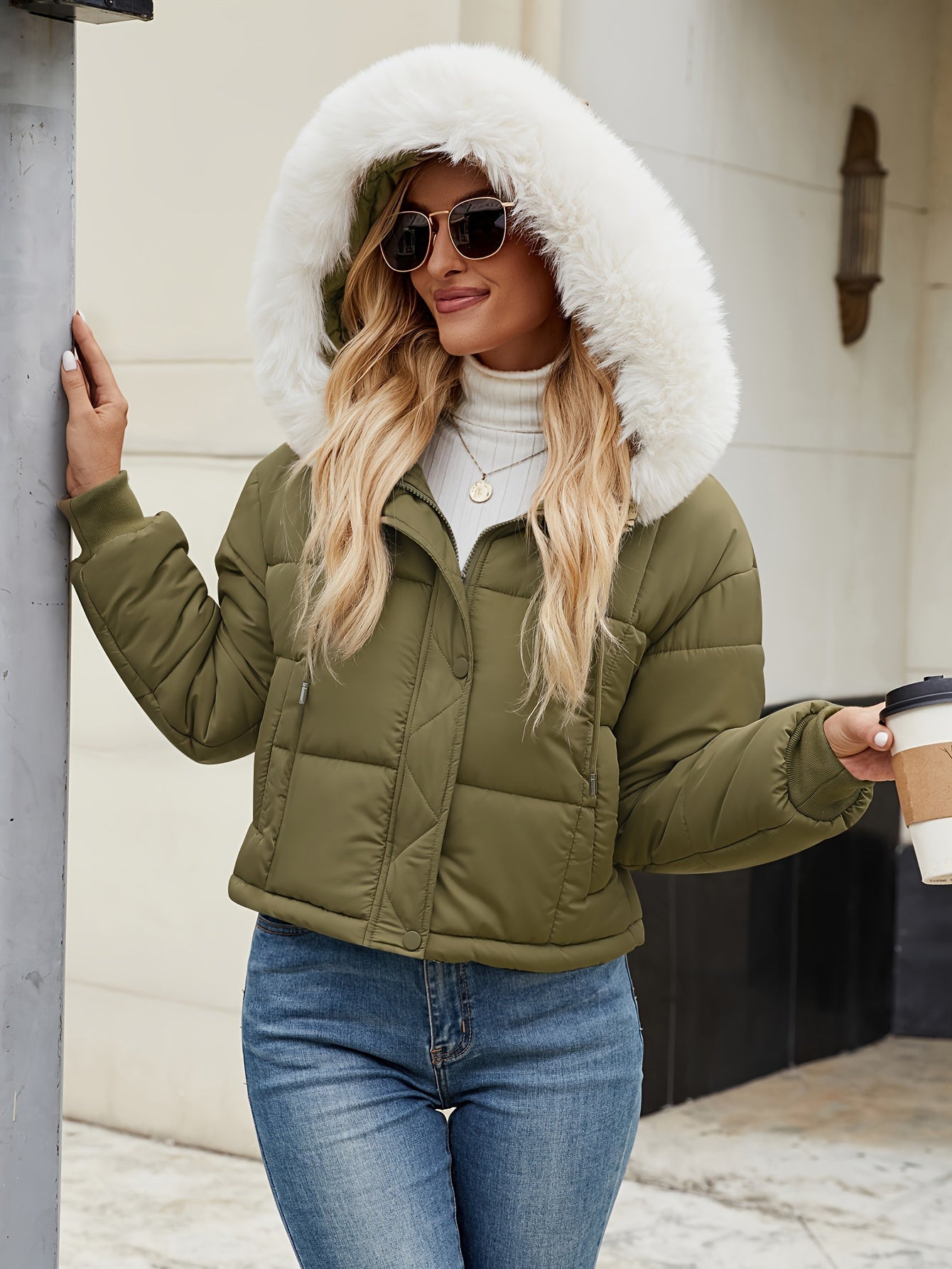 Stijlvolle korte puffer winterjas met bont capuchon voor dames | Ideaal voor herfst/winter