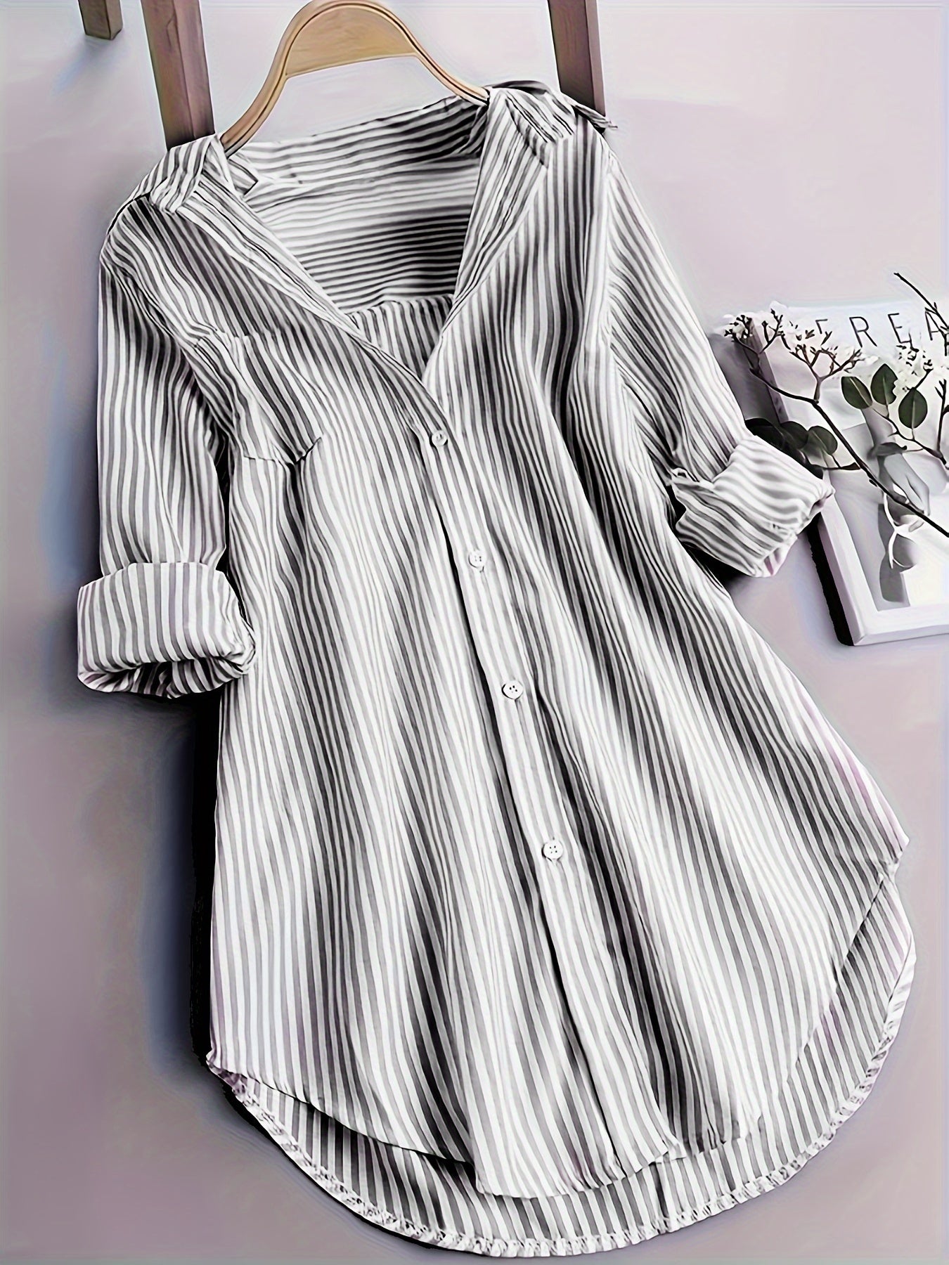 Bernardina Blouse | Lange Gestreepte Bedrukte Blouse