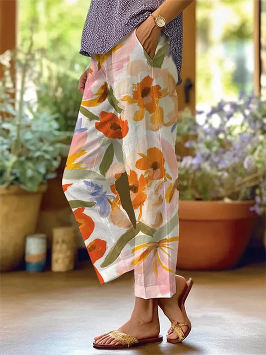 Broek met bloemmotief voor dames