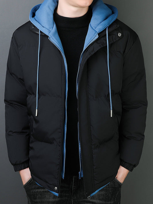 Casual False Two Piece Hooded Winterjas Voor Mannen | Perfect voor Buitenactiviteiten