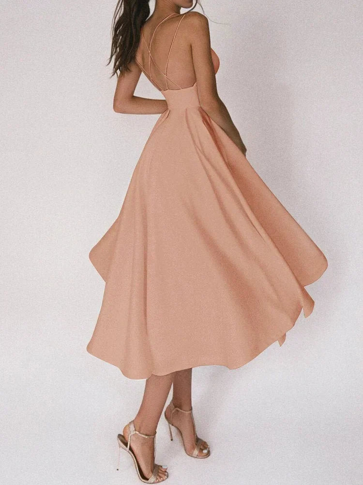 Elegante strapless jurk met V-halslijn