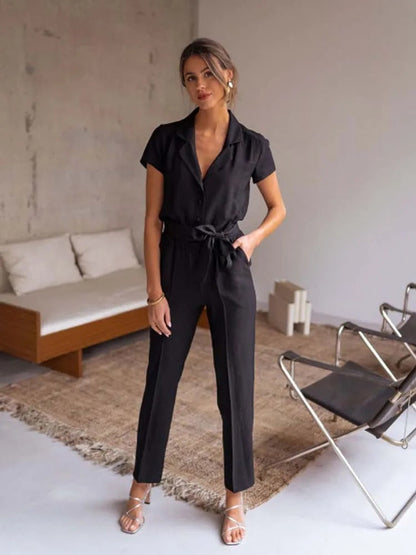 Beth - Elegante damesjumpsuit met patchwork V-hals