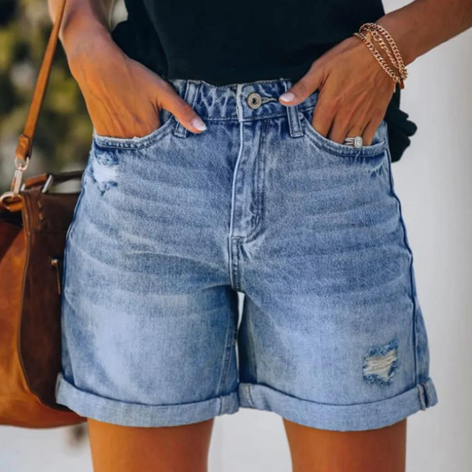 Claudia - Dames stretch denim shorts