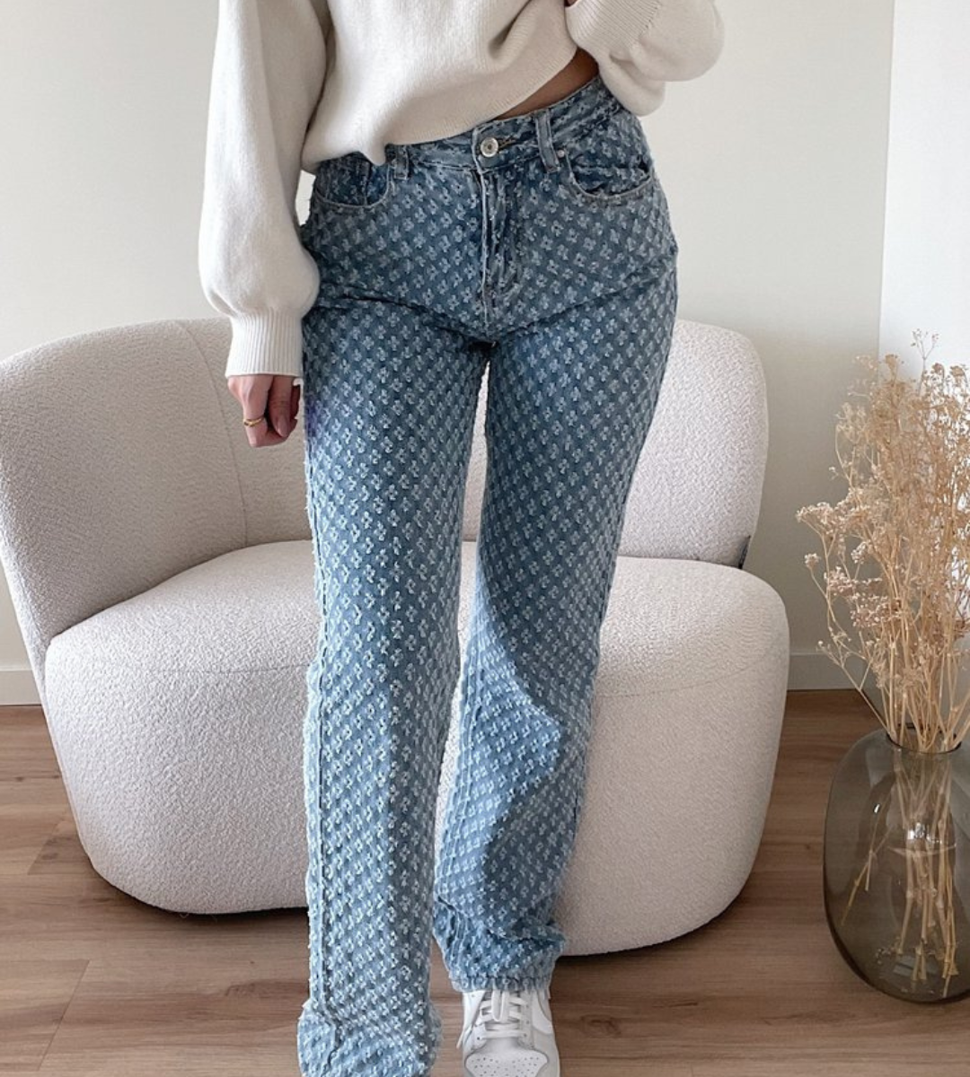 Luna | Denim Print Broek | Comfort & Stijl | Duurzaam Katoen