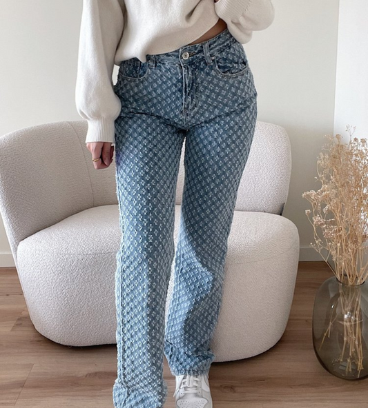 Luna | Denim Print Broek | Comfort & Stijl | Duurzaam Katoen