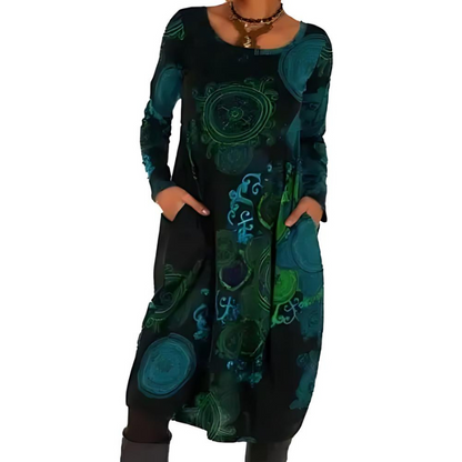Novaris™ Elegante Boho Winterjurk met Lange Mouwen en Zakken