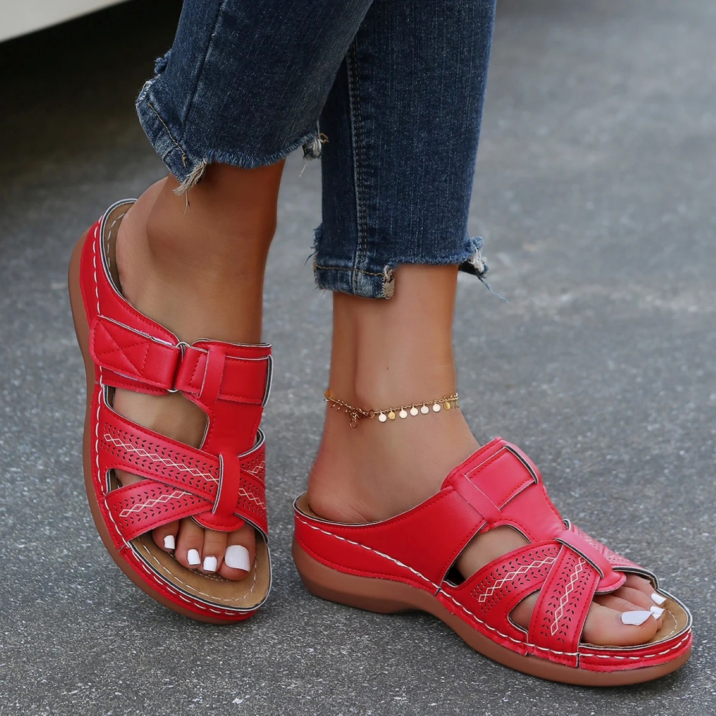 Sofie | Leren dames sandalen met open teen