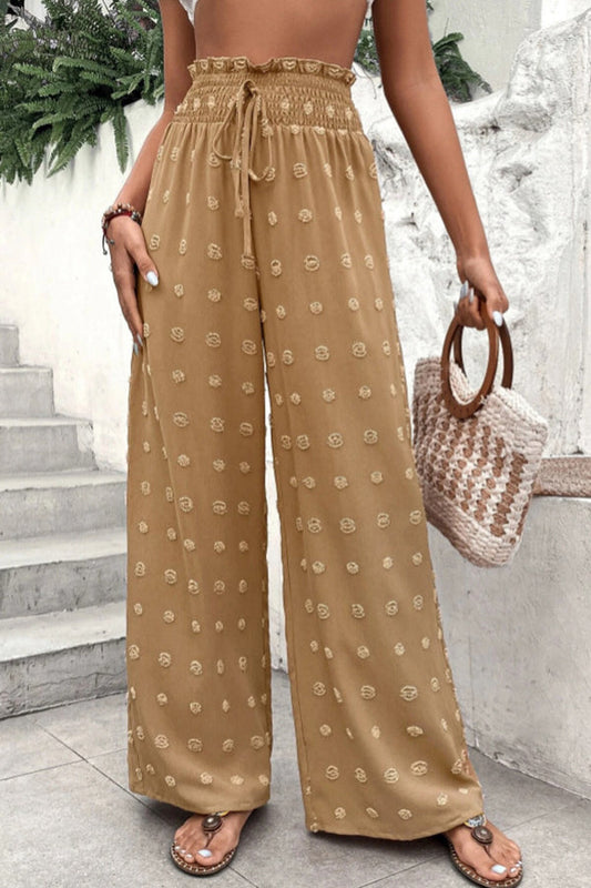 jacquard broek met hoge taille en wijde pijpen
