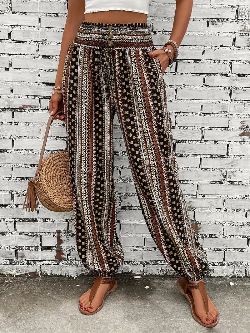 Naomi | Wijde Broek met Bohemian Print | Relaxed en Stijlvol | Luchtige Stof