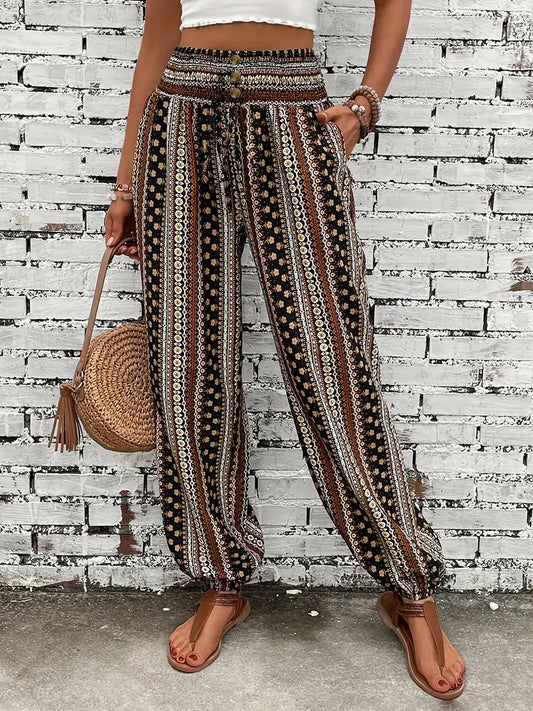 Naomi | Wijde Broek met Bohemian Print | Relaxed en Stijlvol | Luchtige Stof