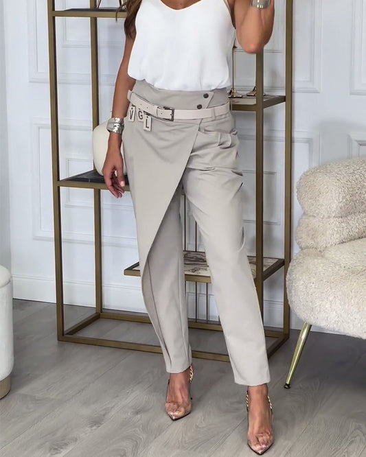 Lina | Asymmetrische Broek | Moderne Elegantie | Luxe Stof