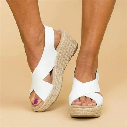 Georgina® | Sandalen met sleehak voor dames met gekruiste bandjes
