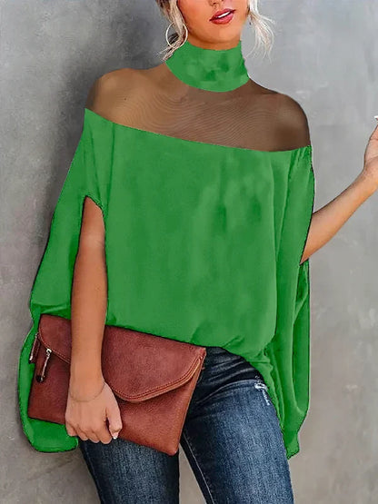 Gwyneth - Blouses en shirts met hoge kragen en vleermuismouwen