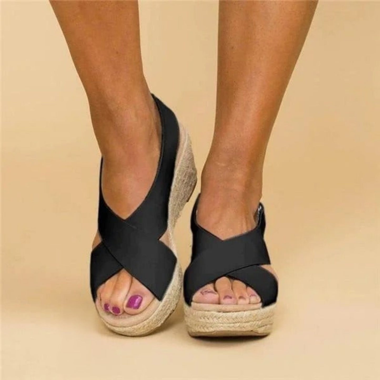 Georgina® | Sandalen met sleehak voor dames met gekruiste bandjes