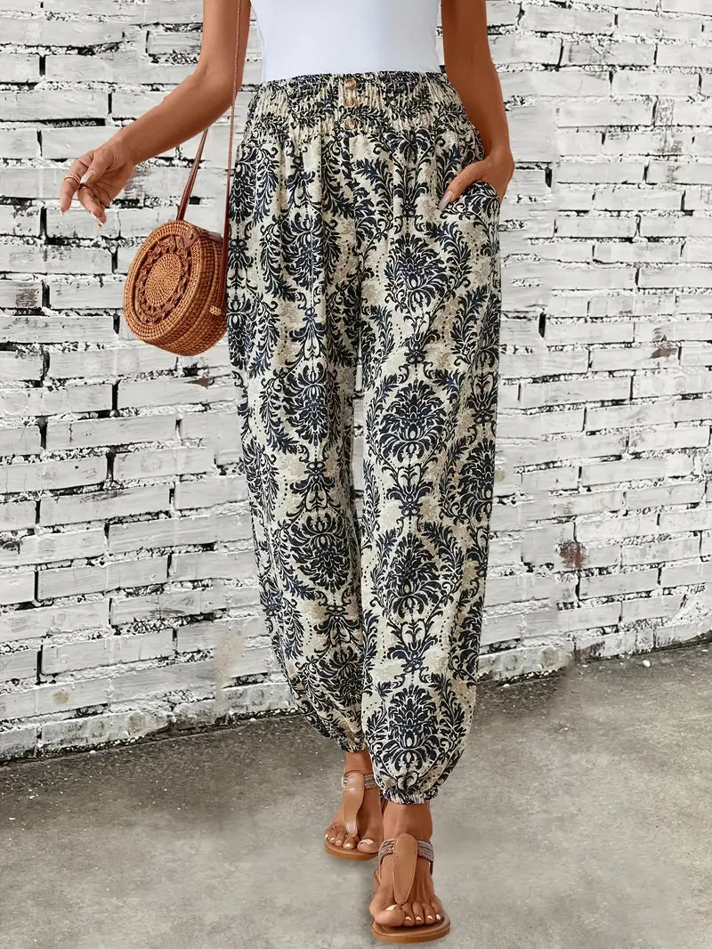 Naomi | Wijde Broek met Bohemian Print | Relaxed en Stijlvol | Luchtige Stof