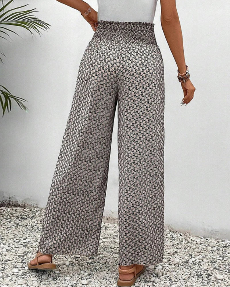 Amelia | Wijde Broek met Geometrische Print | Statement Look | Luchtige Stof