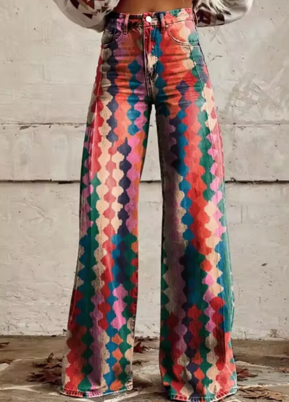 Wijde broek met kleurrijke print