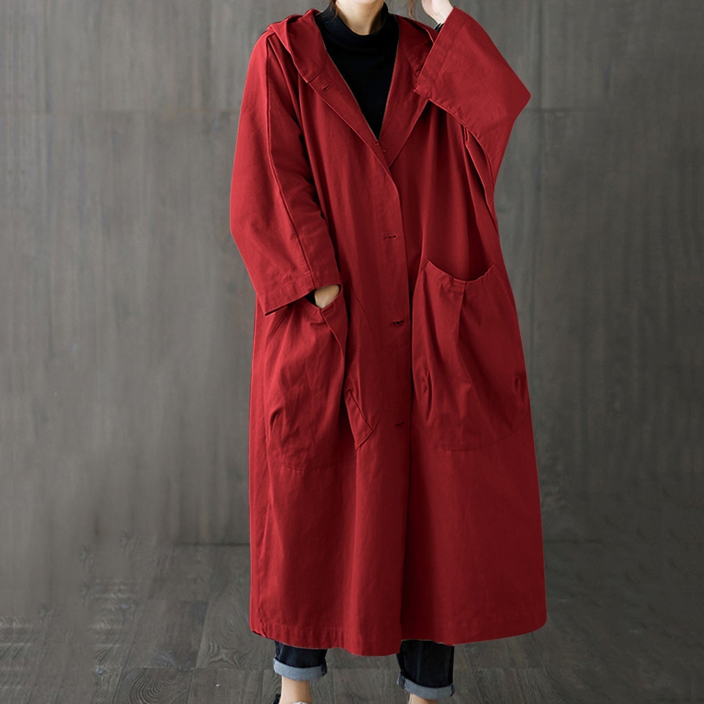 Winddichte oversized trenchcoat met zakken voor dames