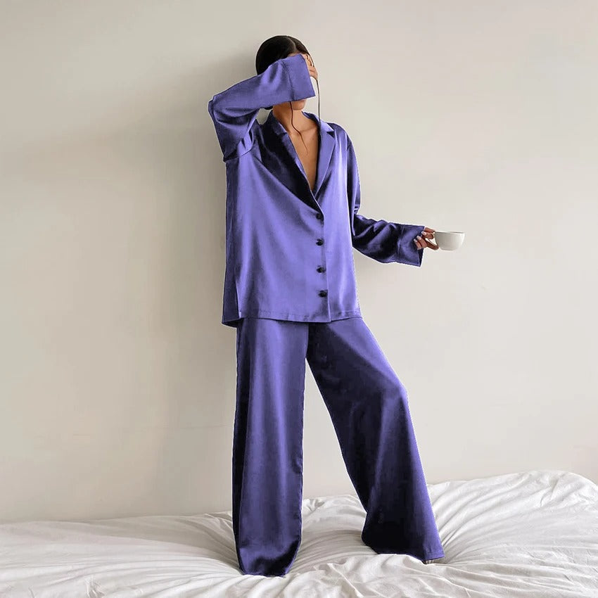 Zijdeachtige elegantie oversized pyjamaset - Belen