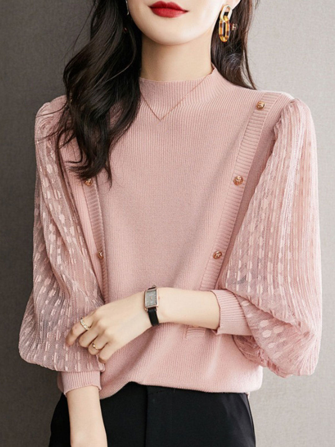 Celestia Top | Gebreide damestop met lange mouwen
