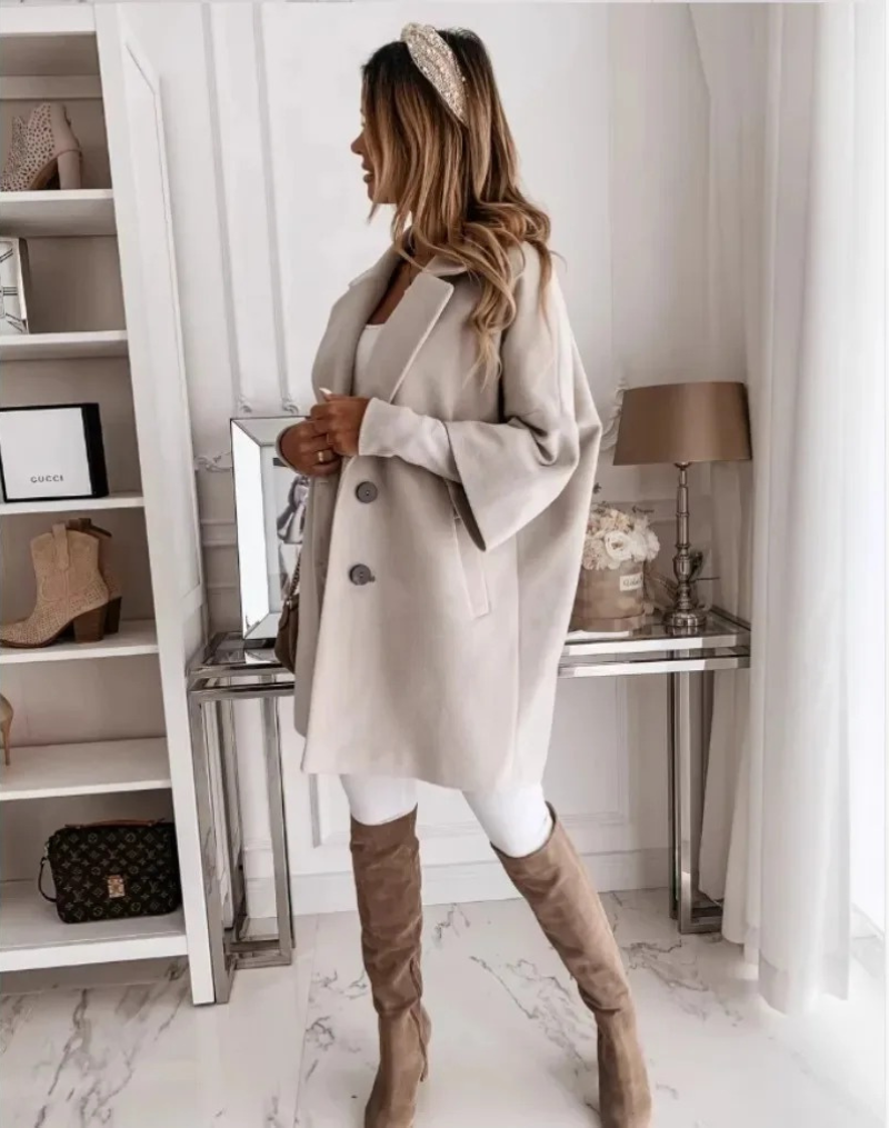 Aurore - Oversized Trench Coat met Dubbele Knoopsluiting en Casual Fit