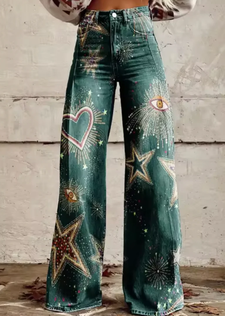 Wijde broek met kleurrijke print