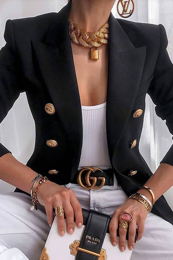 Wanya Blazer | Double-breasted Blazer with Gold Buttons