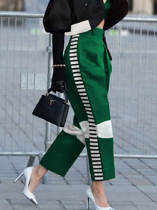 Balsinde - Hoge Taille Contrastkleur Broek