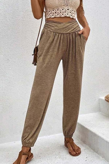 Temperament casual losse zak hoge taille broek