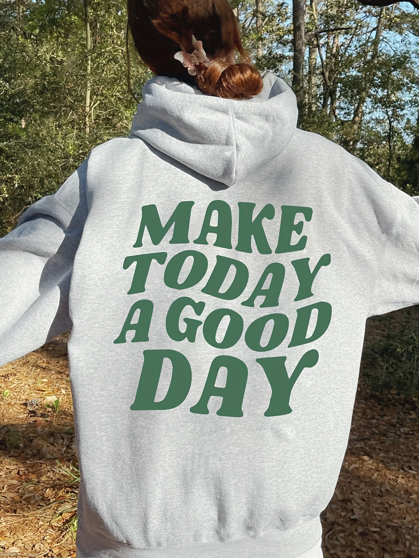 Sharon | Casual oversized hoodie met Make Today A Good Day print en zak - Ideaal voor herfst/winter