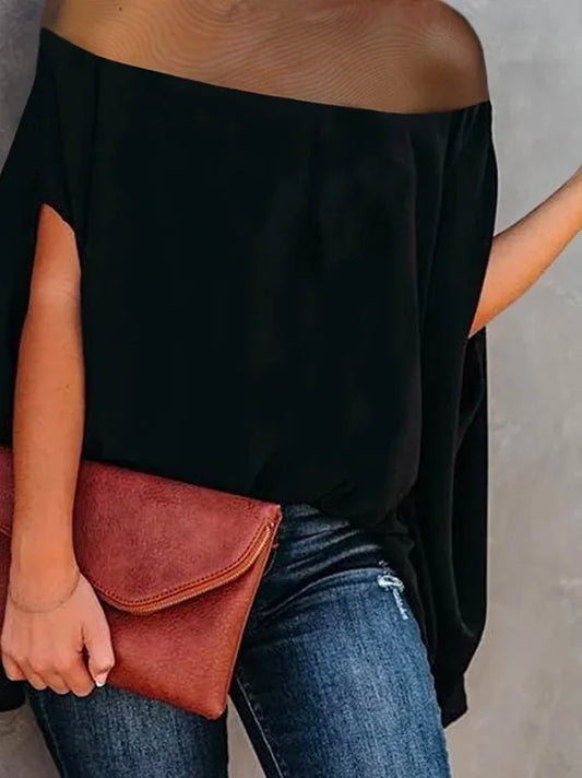 Gwyneth - Blouses en shirts met hoge kragen en vleermuismouwen