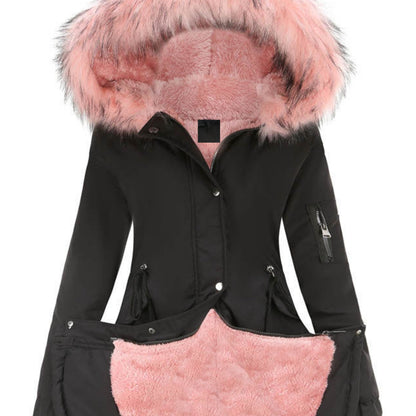 Nina | Ritsbare fuzzy hoodie parka jas