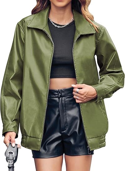 Camille Women's Oversized Jacket - Casual Stijl met Ritssluiting en Zakken, Maten S-XL