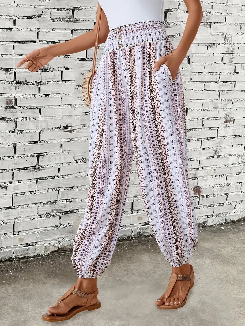 Naomi | Wijde Broek met Bohemian Print | Relaxed en Stijlvol | Luchtige Stof
