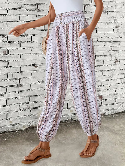 Naomi | Wijde Broek met Bohemian Print | Relaxed en Stijlvol | Luchtige Stof
